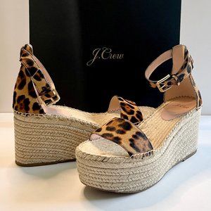 JCrew Platform Espadrille Sandals in Leopard Calf Hair - 9.5 - BRAND NEW!
